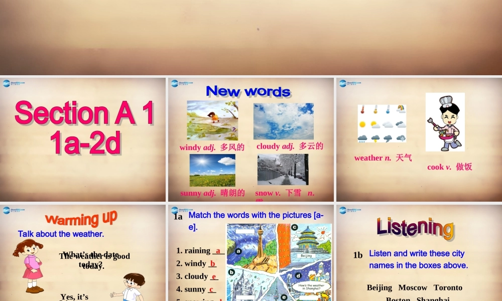 【名师精品】7Unit 7 It's raining Section A课件1.ppt