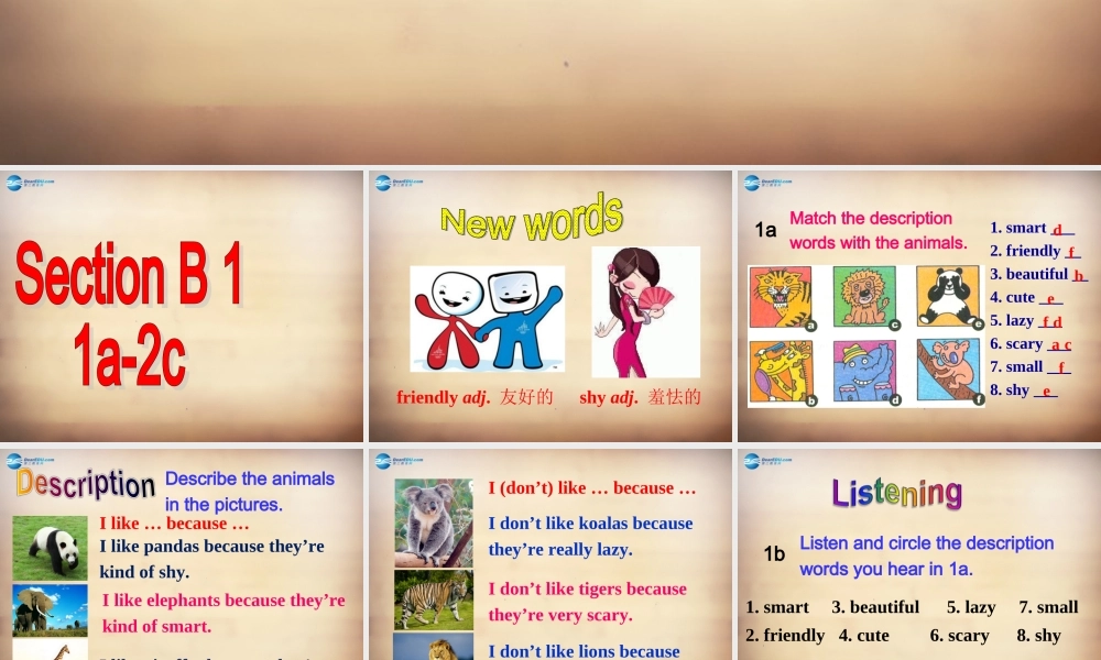 【名师精品】7Unit 5 Why do you like pandas Section B课件1.ppt