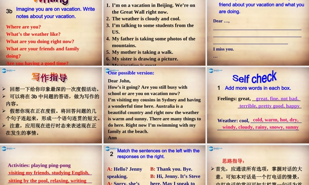 【名师精品】7Unit 7 It's raining Section B课件2.ppt