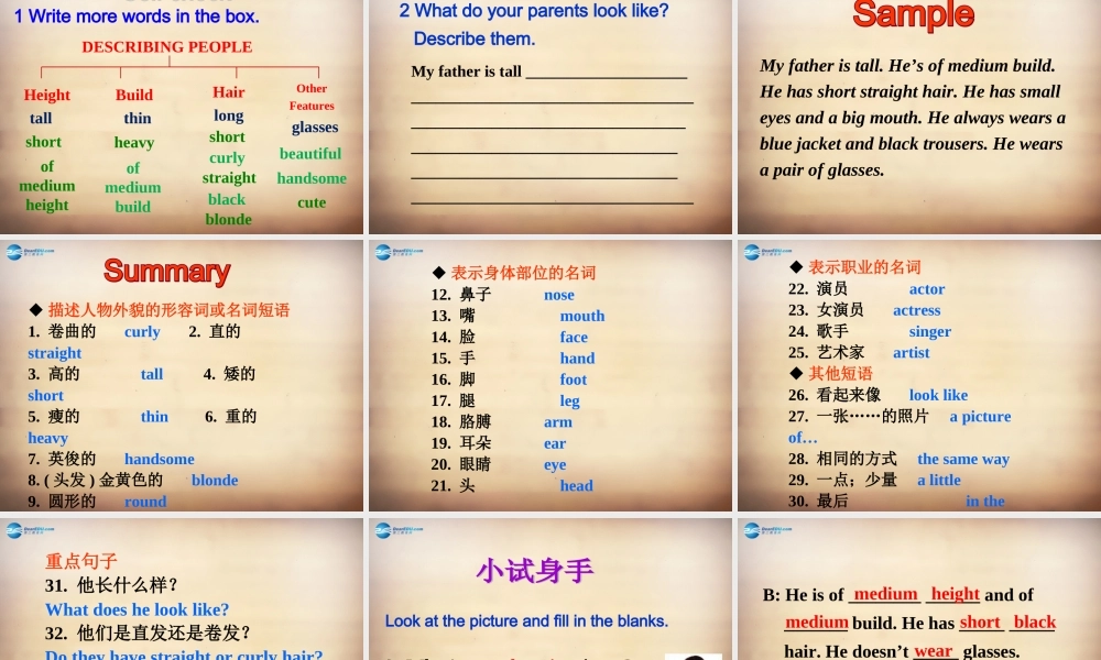 【名师精品】7Unit 9 What does he look like Section B课件2.ppt