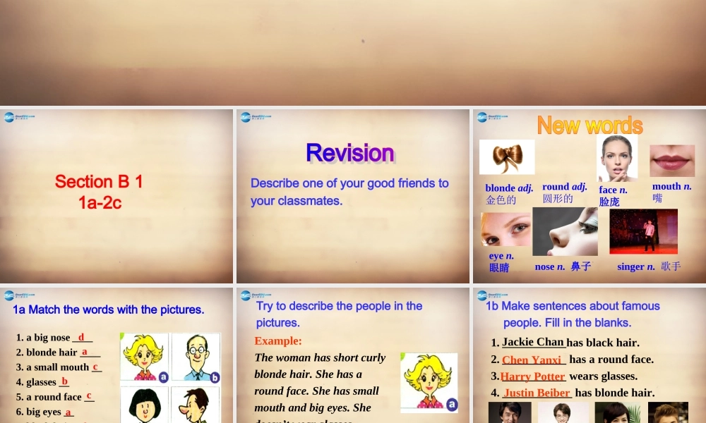 【名师精品】7Unit 9 What does he look like Section B课件1.ppt