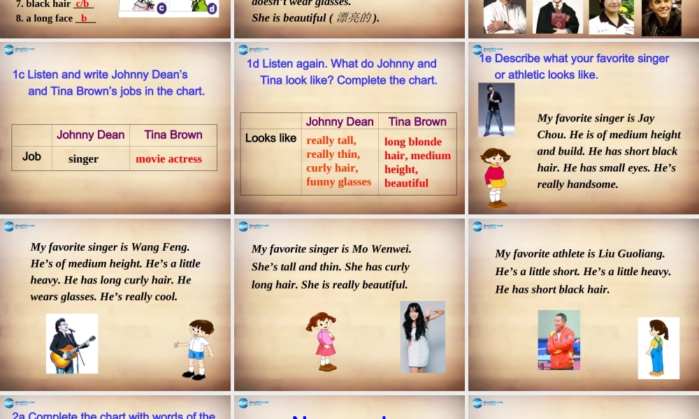 【名师精品】7Unit 9 What does he look like Section B课件1.ppt