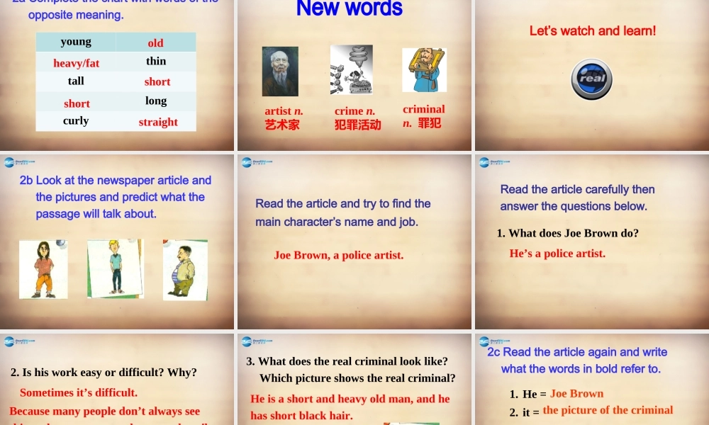 【名师精品】7Unit 9 What does he look like Section B课件1.ppt