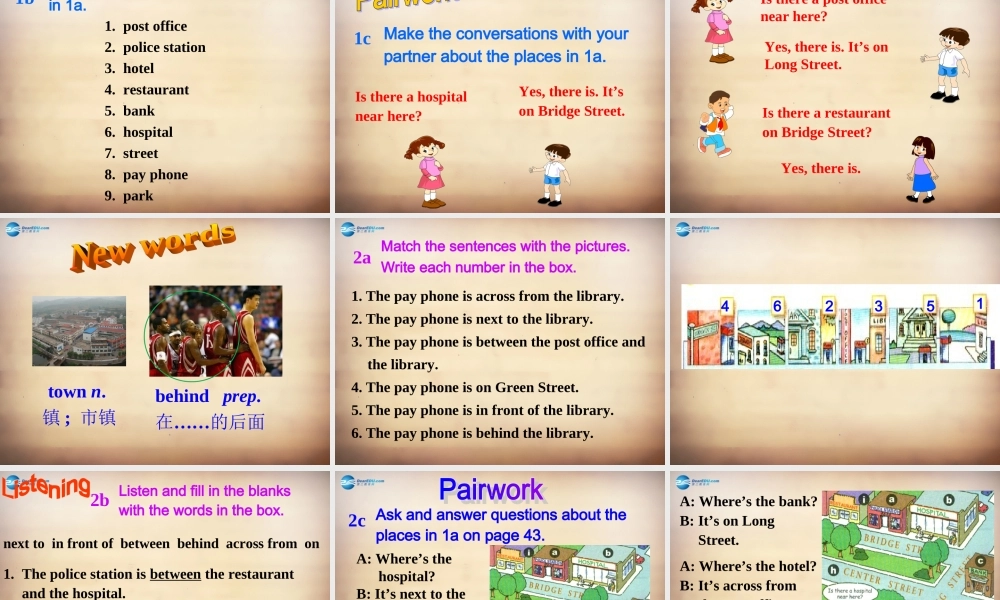 【名师精品】7Unit 8 Is there a post office near here Section A课件1.ppt