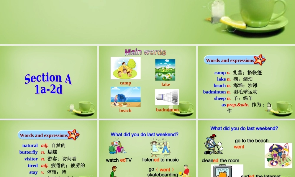 【名师精品】7 《Unit 12 What did you do last weekend》课件.ppt