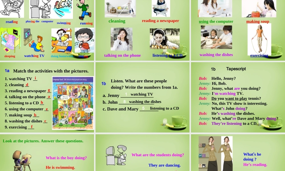 【名师精品】7 《Unit 6 I'm watching TV Section A》课件.ppt