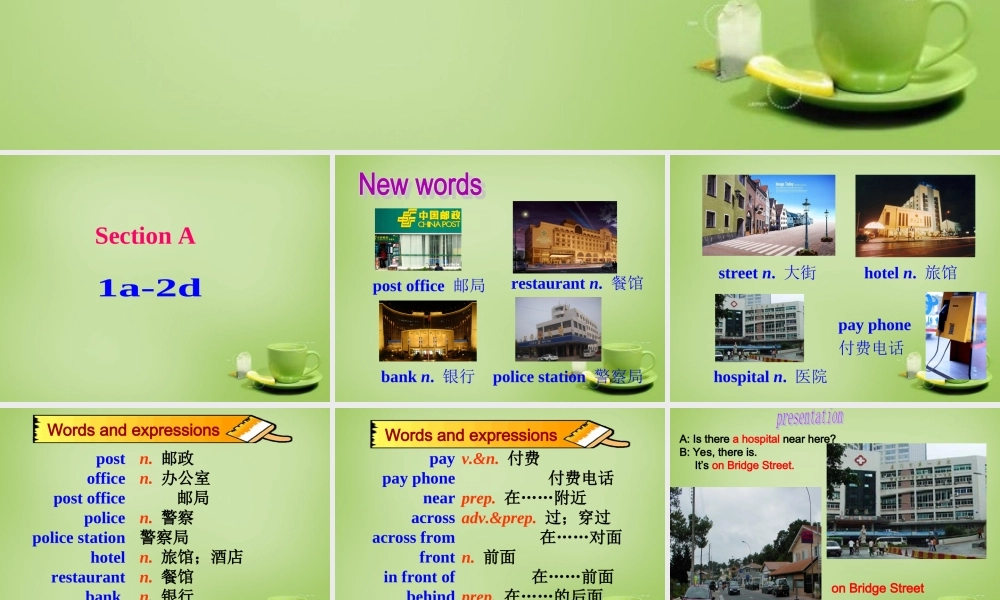 【名师精品】7 《Unit 8 Is there a post office near here Section A》课件.ppt