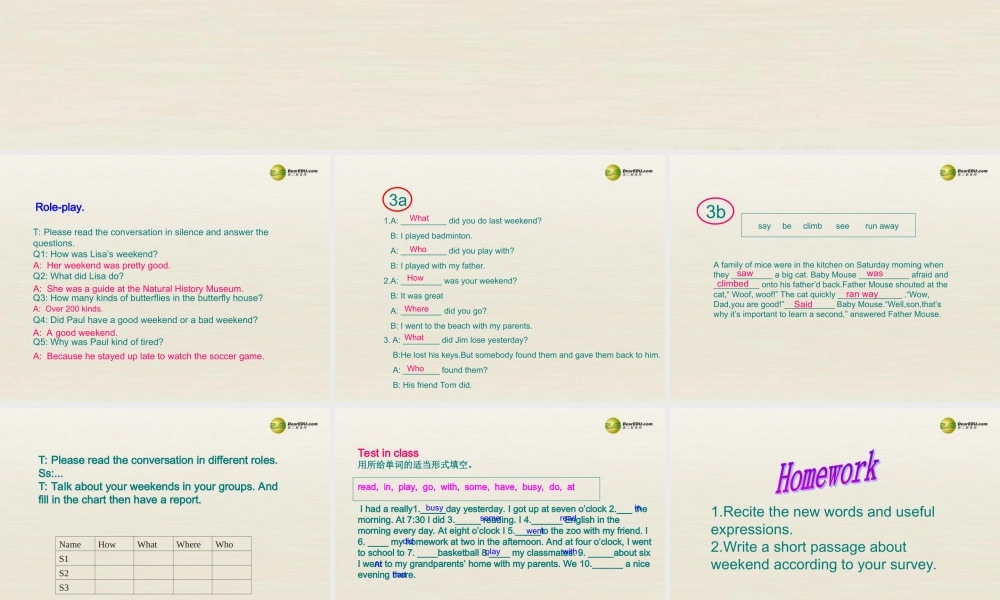 【名校精品】 2Unit 12 What did you do last weekendPeriod课件2.ppt