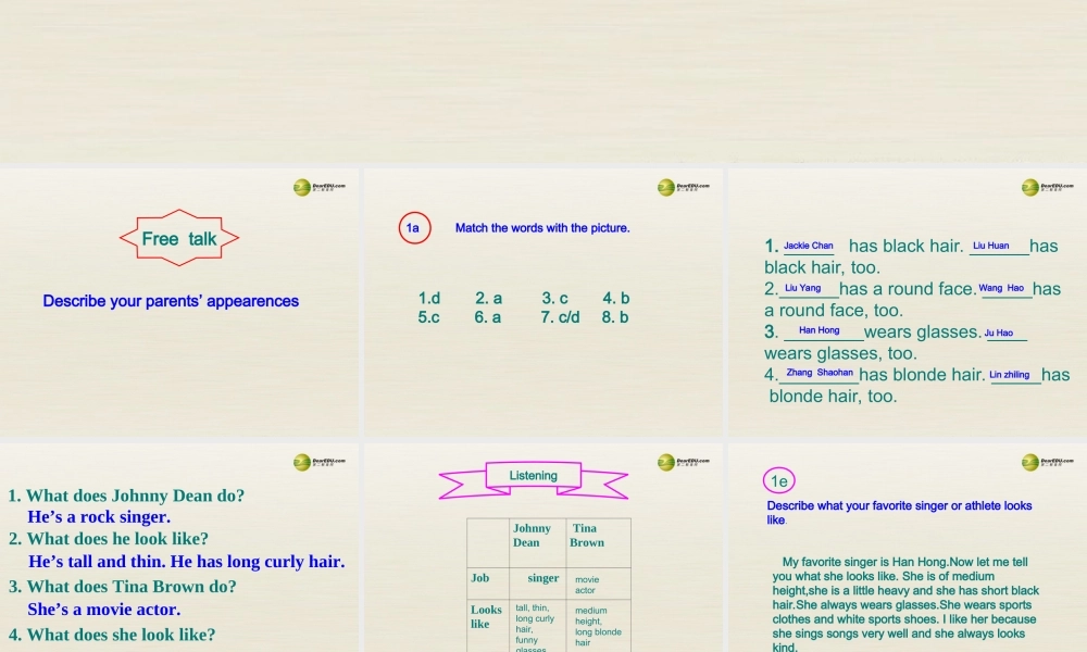 【名校精品】 2Unit 9 What does he look likePeriod课件3.ppt