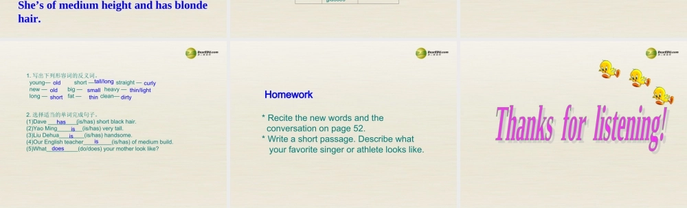 【名校精品】 2Unit 9 What does he look likePeriod课件3.ppt