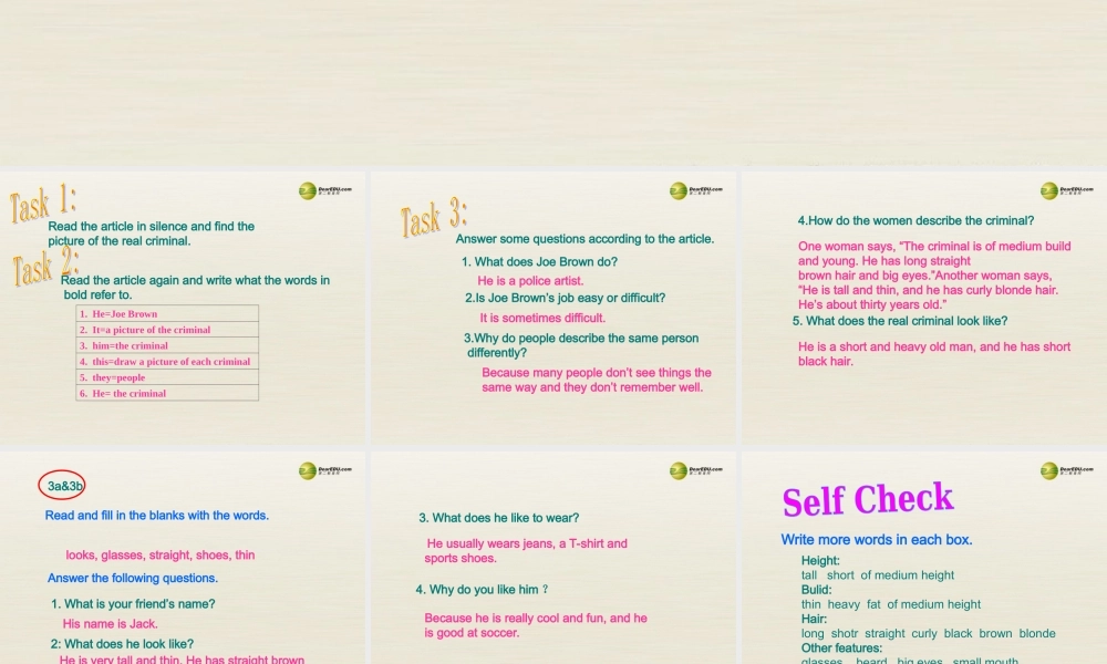 【名校精品】 2Unit 9 What does he look likePeriod课件4.ppt