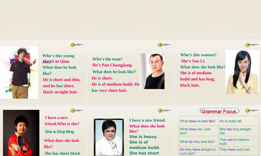 【名校精品】 2Unit 9 What does he look likePeriod课件2.ppt