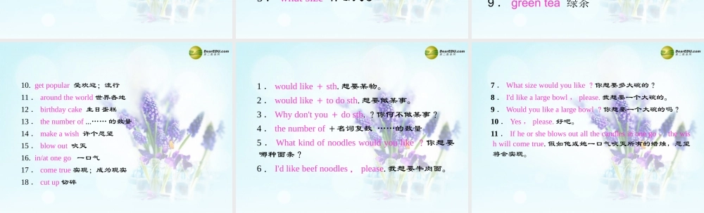 【名校精品】Unit 10 I'd like some noodles课件.ppt