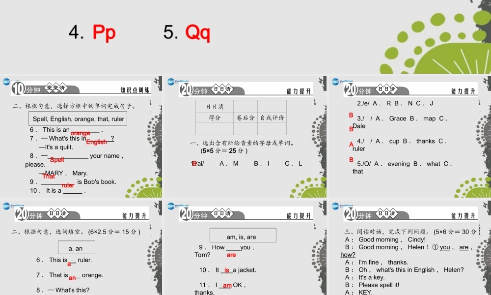 【四清导航】九年级英语全册 Starter Unit 2 What’s this in English（第2课时）课件.ppt