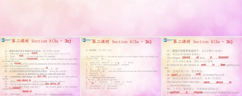 【四清导航】九年级英语全册 Unit 12 Life is full of the unexpected第二课时课件.ppt