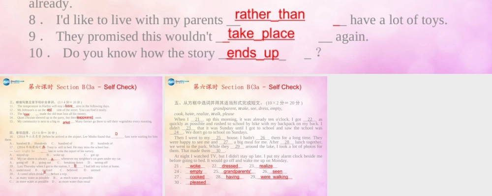 【四清导航】九年级英语全册 Unit 12 Life is full of the unexpected第六课时课件.ppt