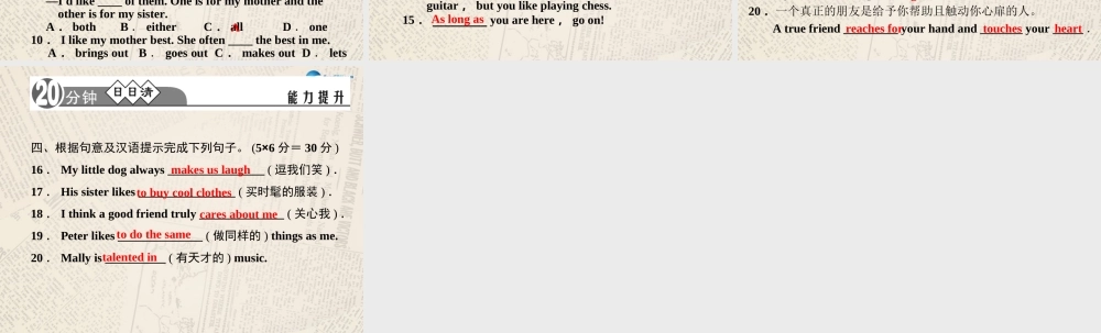 【四清导航】八年级英语上册 Unit 3 I'm more outgoing than my sister（第4课时）课件.ppt