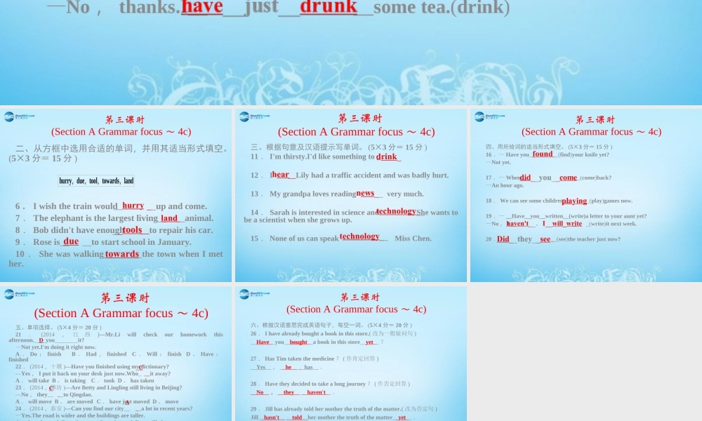 【四清导航】八年级英语下册 Unit 8 Have you read Treasure Island yet第三课时课件 .ppt