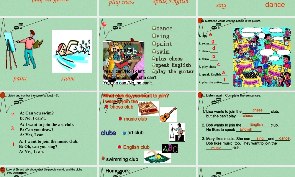 【江苏省】 《Unit 1 Can you play the guitar》课件1.ppt