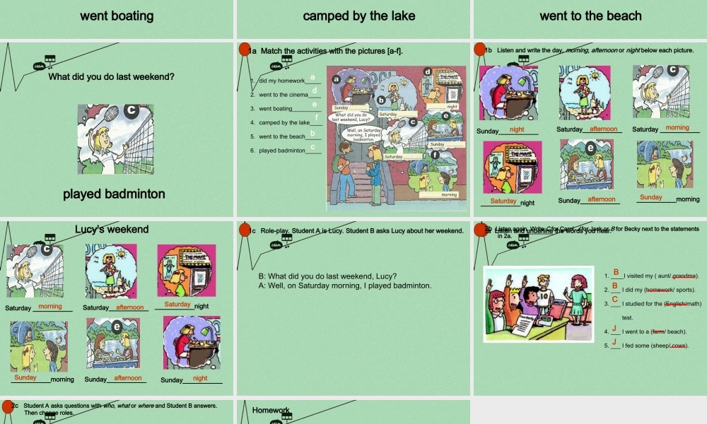 【江苏省】 《Unit 12 What did you do last weekend》课件1.ppt