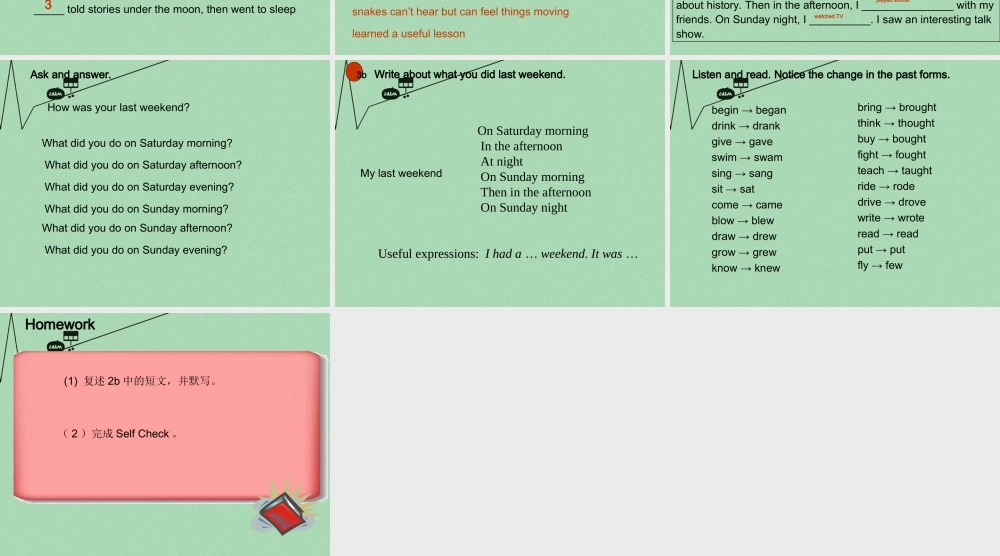 【江苏省】 《Unit 12 What did you do last weekend》课件4.ppt