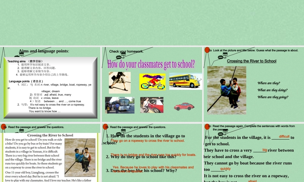 【江苏省】 《Unit 3 How do you get to school》课件4.ppt