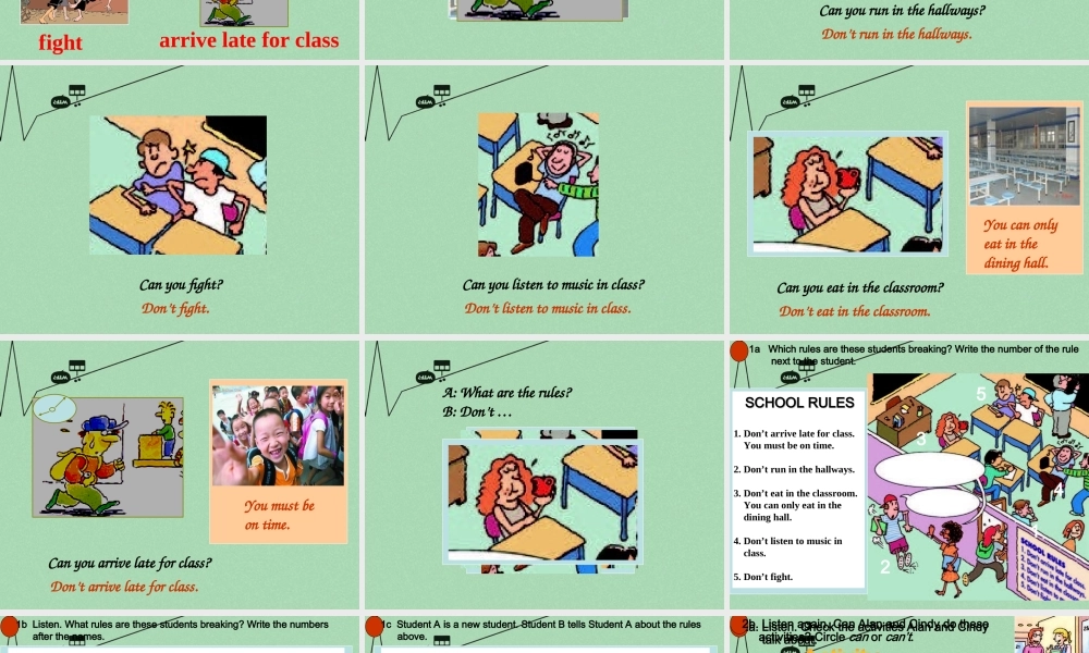 【江苏省】 《Unit 4 Don't eat in class edited》课件1.ppt