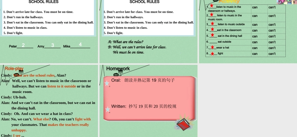 【江苏省】 《Unit 4 Don't eat in class edited》课件1.ppt