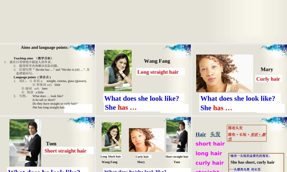 【江苏省】 《Unit 9 What does he look like》课件2.ppt