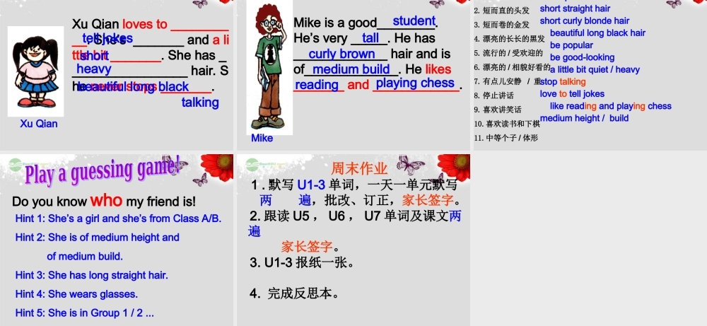 【浙江省】 《Unit 9 What does he look like？Lesson 2》课件.ppt
