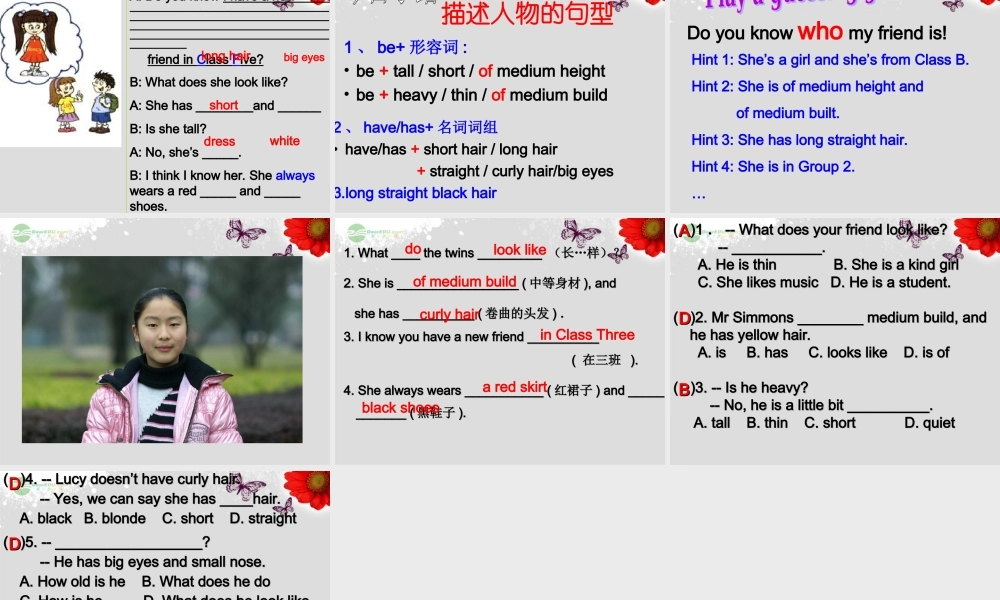 【浙江省】 《Unit 9 What does he look like？Lesson 1》课件.ppt