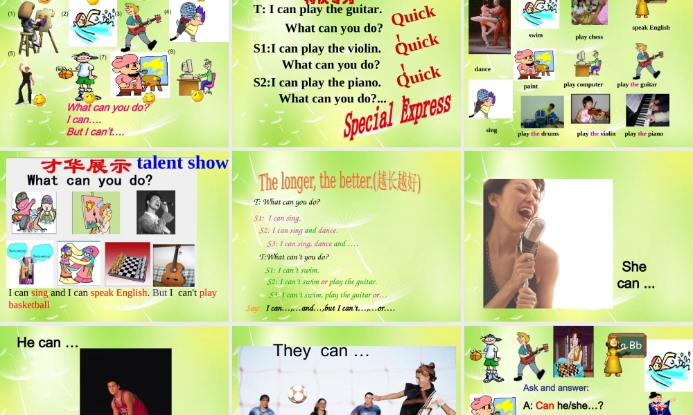 【湖北省】 Unit 1 Can you play the guitar课件2.ppt