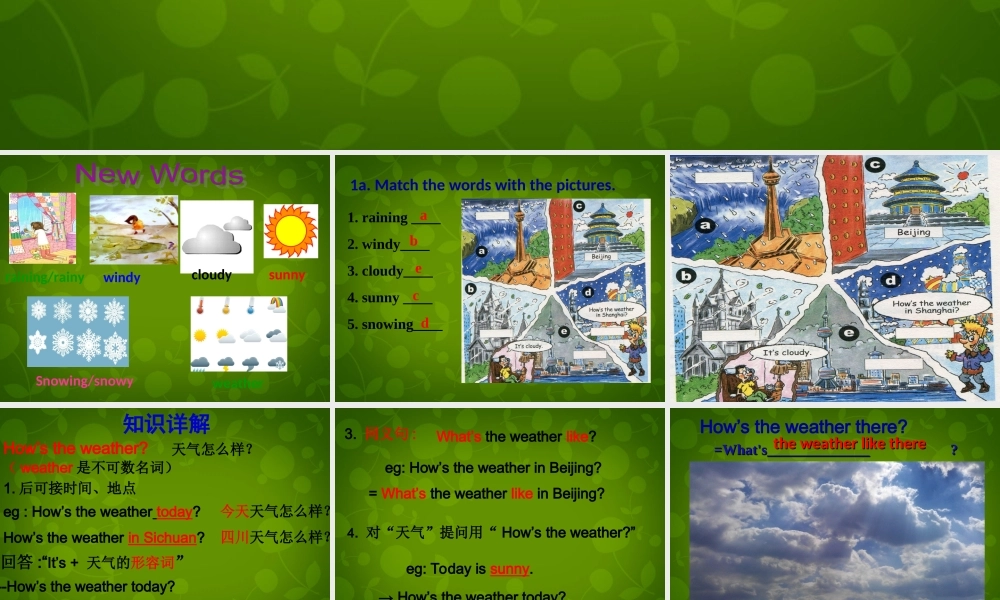 【湖北省】 Unit 7 It’s raining Section A（1a-1c）课件.ppt