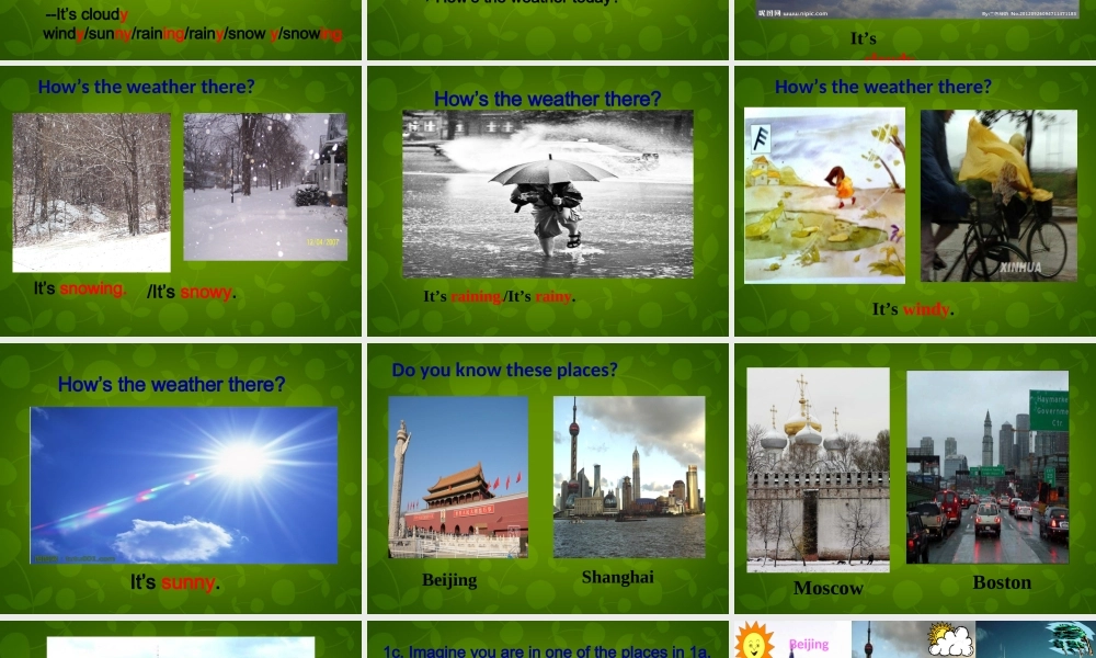 【湖北省】 Unit 7 It’s raining Section A（1a-1c）课件.ppt