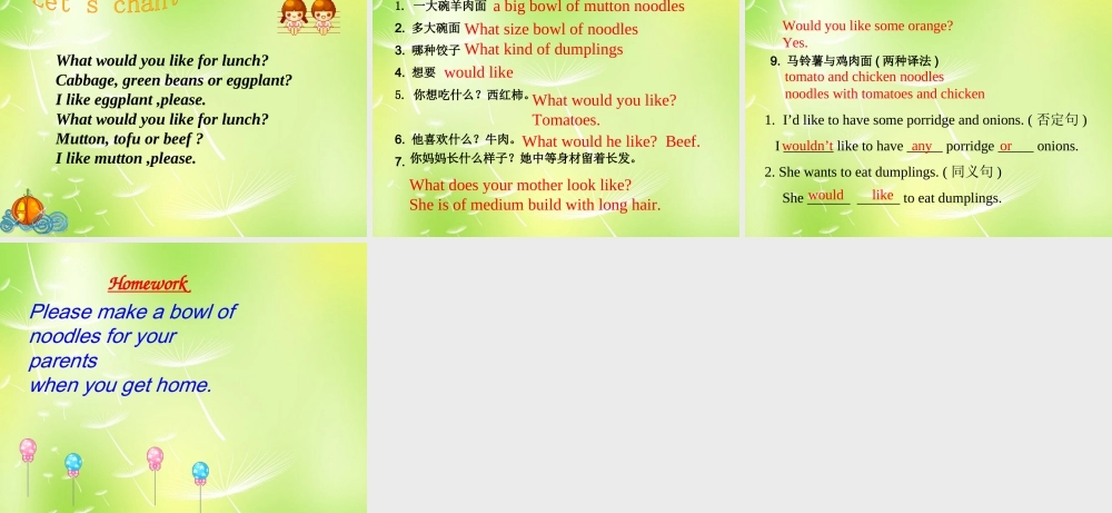 【湖北省】 Unit 8 I’d like some noodles课件 人教新目标版.ppt