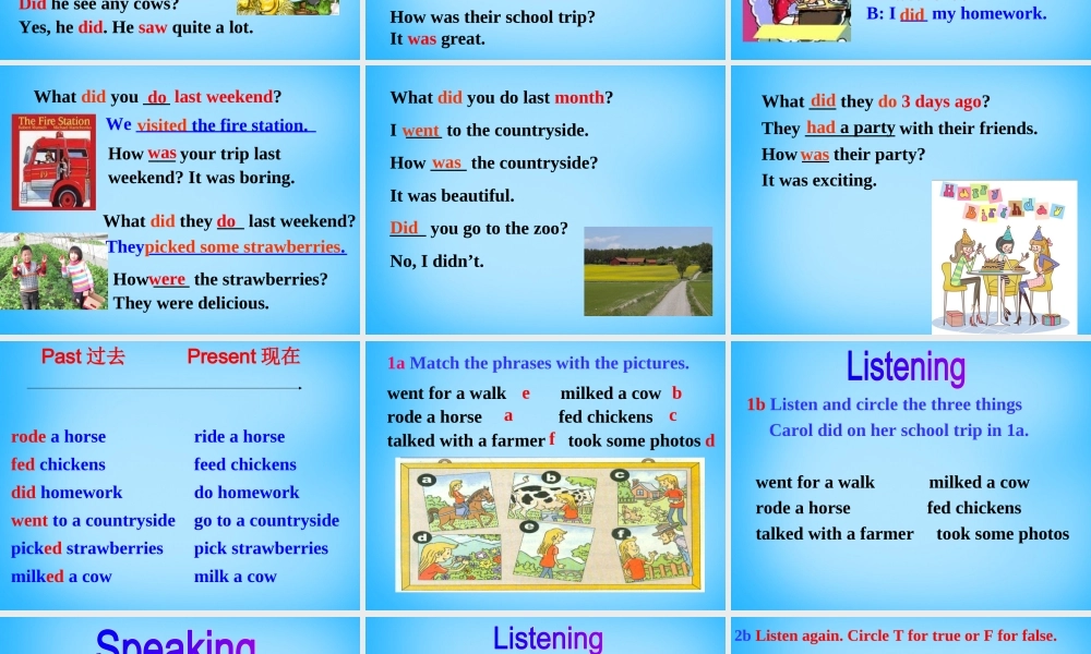 【湖北省】2Unit 11 How was your school trip Section A课件1.ppt