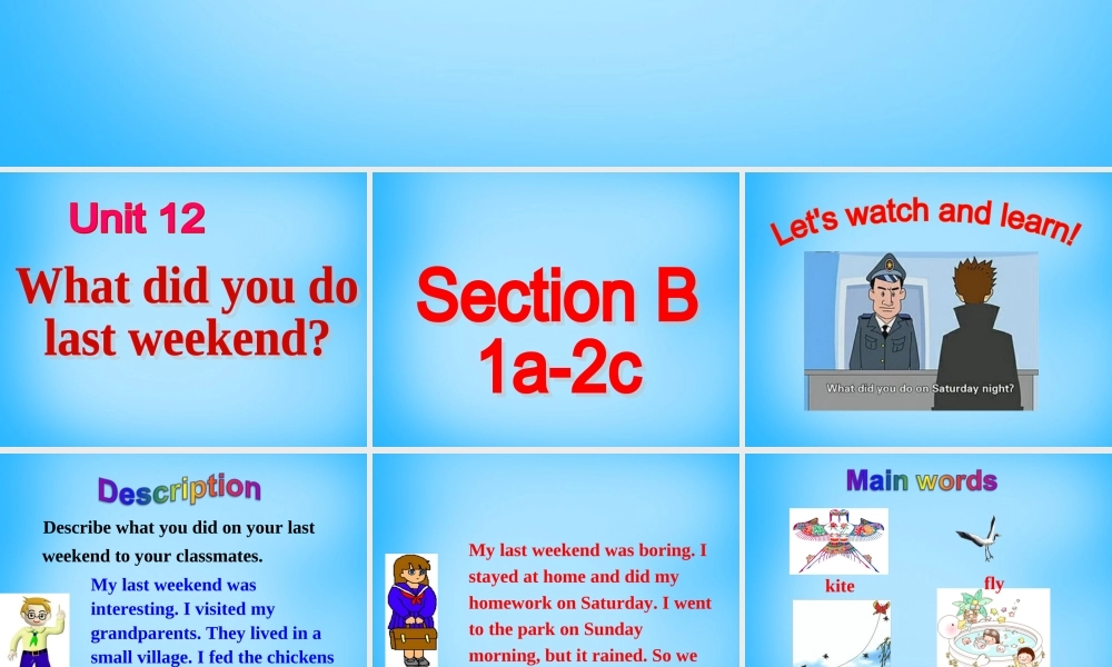 【湖北省】2Unit 12 What did you do last weekend Section B课件1.ppt