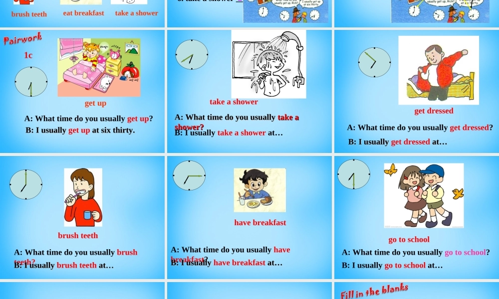 【湖北省】2Unit 2 What time do you go to school Section A课件1.ppt