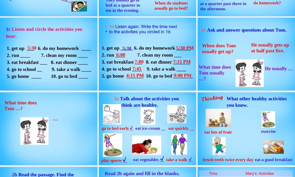 【湖北省】2Unit 2 What time do you go to school Section B课件1.ppt