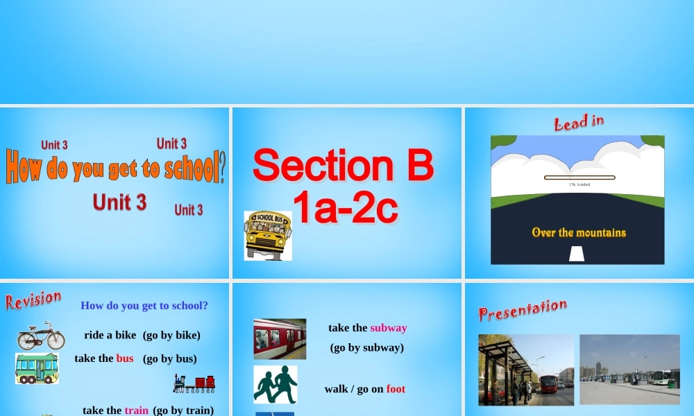 【湖北省】2Unit 3 How do you get to school Section B课件1.ppt