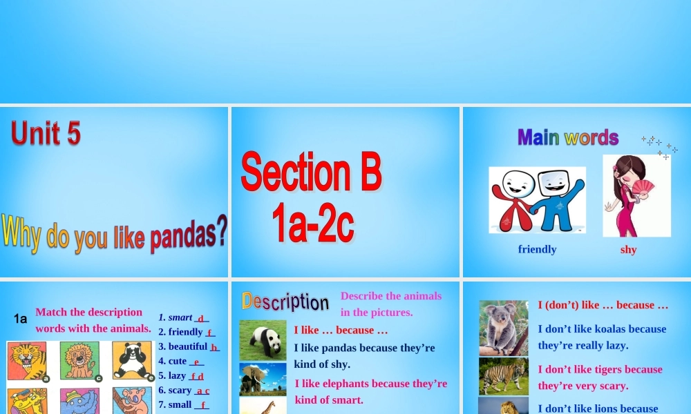 【湖北省】2Unit 5 Why do you like pandas Section B课件1.ppt