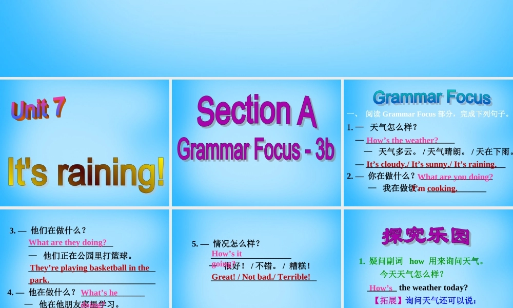 【湖北省】2Unit 7 It’s raining Section A课件2.ppt