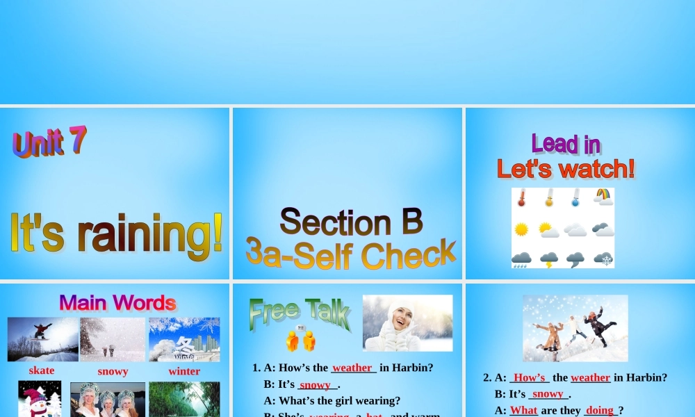 【湖北省】2Unit 7 It’s raining Section B课件2.ppt