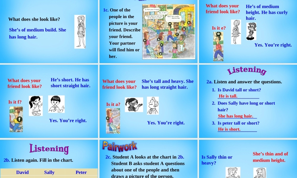 【湖北省】2Unit 9 What does he look like Section A课件1.ppt