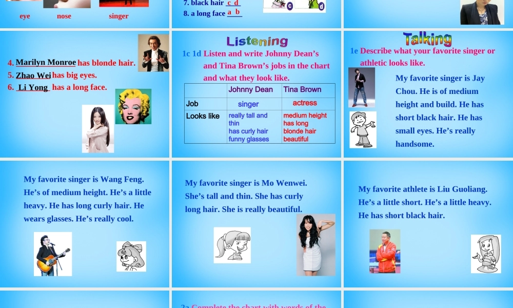 【湖北省】2Unit 9 What does he look like Section B课件1.ppt