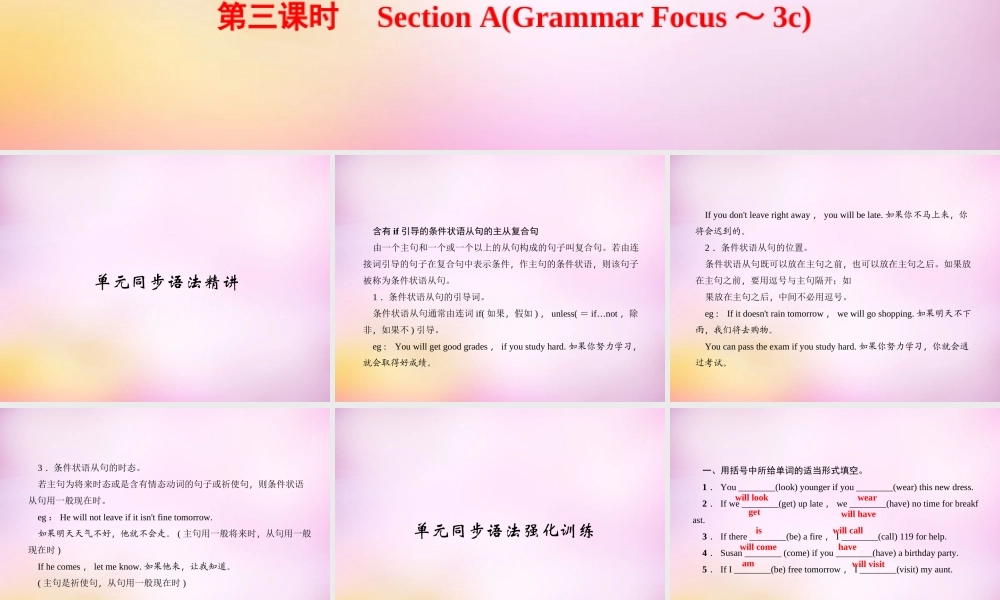 【练闯考】八年级英语上册 Unit 10 If you go to the partyyou’ll have a great time（第3课时）Section A（Grammar Focus-3c）课件.ppt