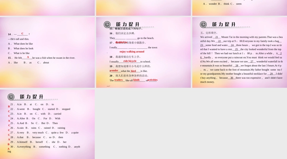 【练闯考】八年级英语上册 Unit 1 Where did you go on vacation（第5课时）Section B（2a-2b）课件.ppt