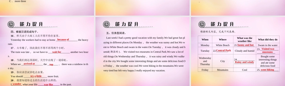 【练闯考】八年级英语上册 Unit 1 Where did you go on vacation（第6课时）Section B（2b-2e）课件.ppt