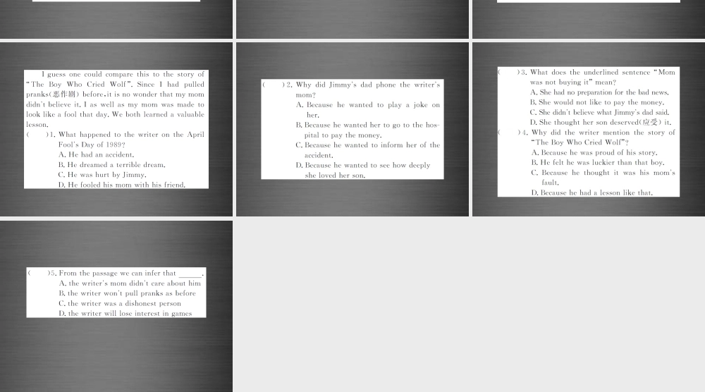 【课堂内外】九年级英语全册 Unit 12 Life is full of the unexpected Section B阅读拓展课件.ppt