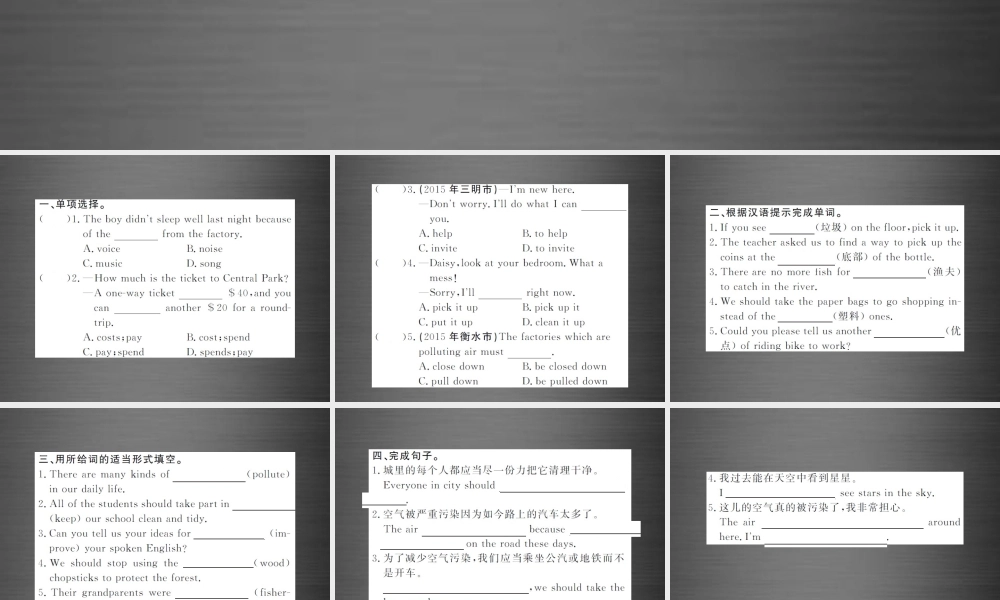 【课堂内外】九年级英语全册 Unit 13 We’re trying to save the earth（第1课时）课件.ppt